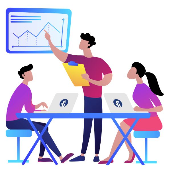 shows experienced team of fiveshots infotech disscussing about the client project 